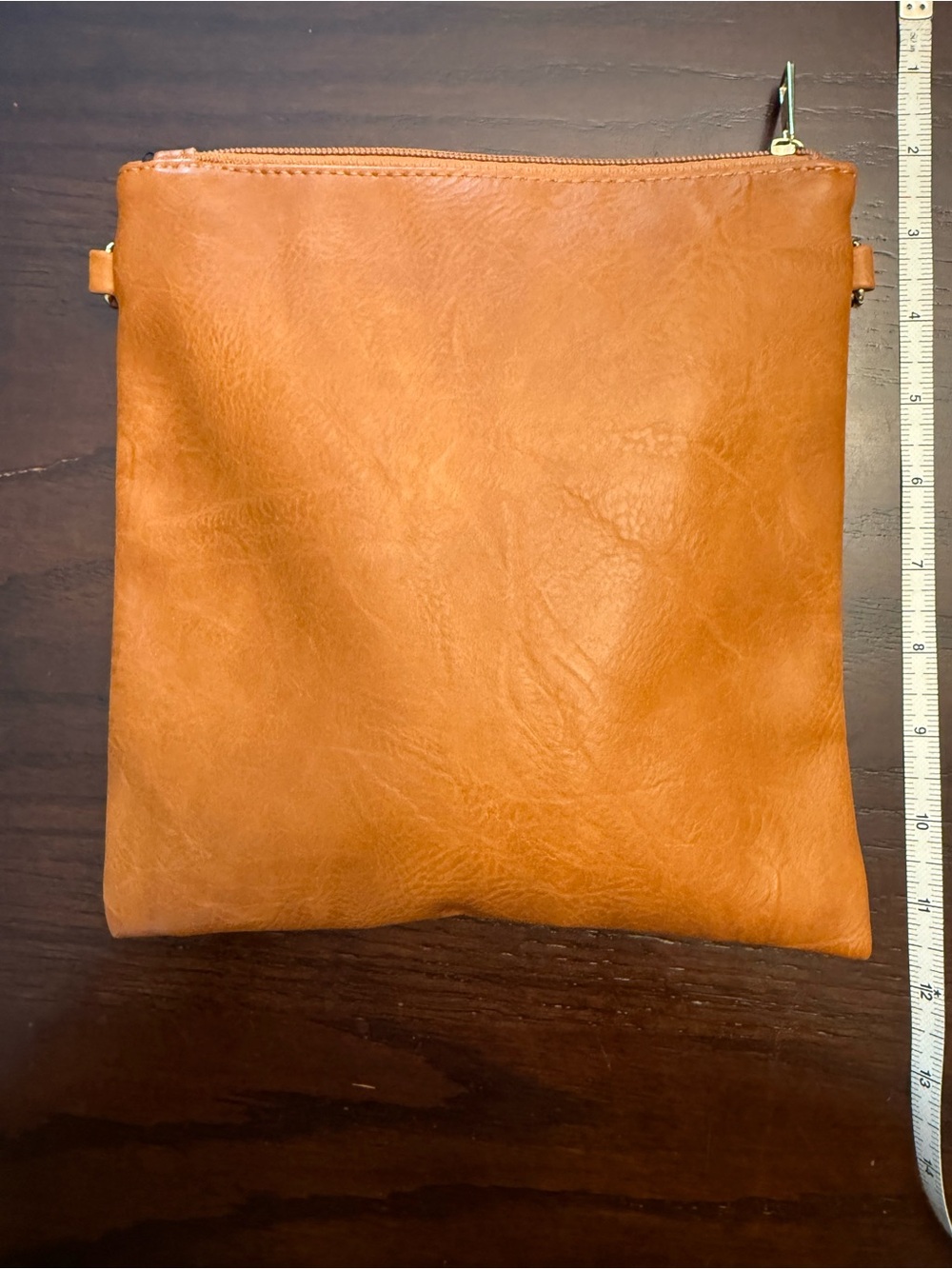 Ah•Dorned vegan leather crossbody bag/pouch w/ camo strap New - camel brown - Picture 11 of 13